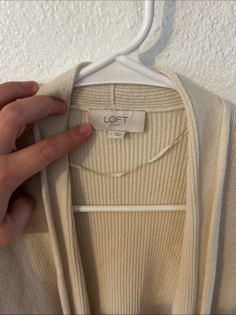 LOFT Cream Open-Front Lightweight Cardigan - Picture 2 of 4